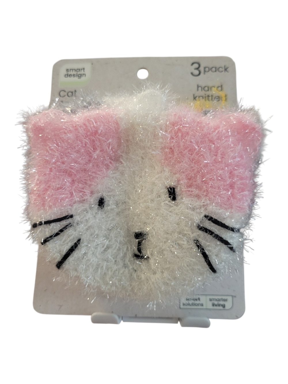3pk Fuzzy Cat Face Scrubby